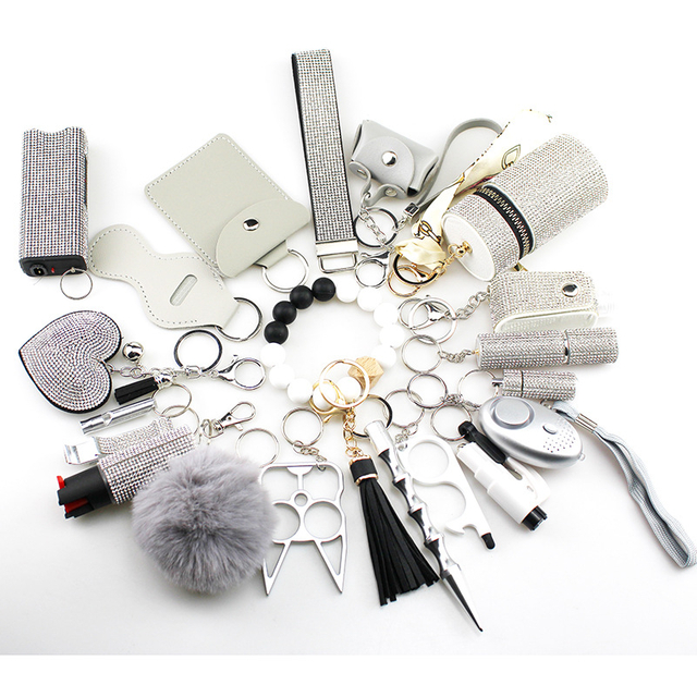 Rassestones Bling 21 PCS Selfverdediging -bykomstighede Sleutelhangers